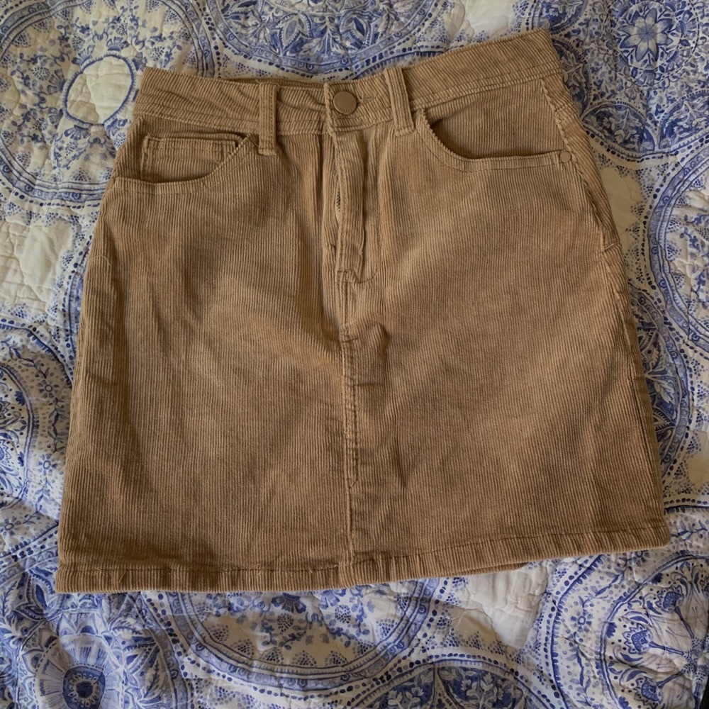 tan corduroy mini skirt